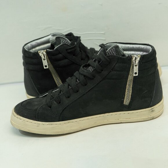 P448 Skate Hi Top Sneaker Black Leather Goth Minimal Streetwear Sneaker Shoe - Picture 6 of 16
